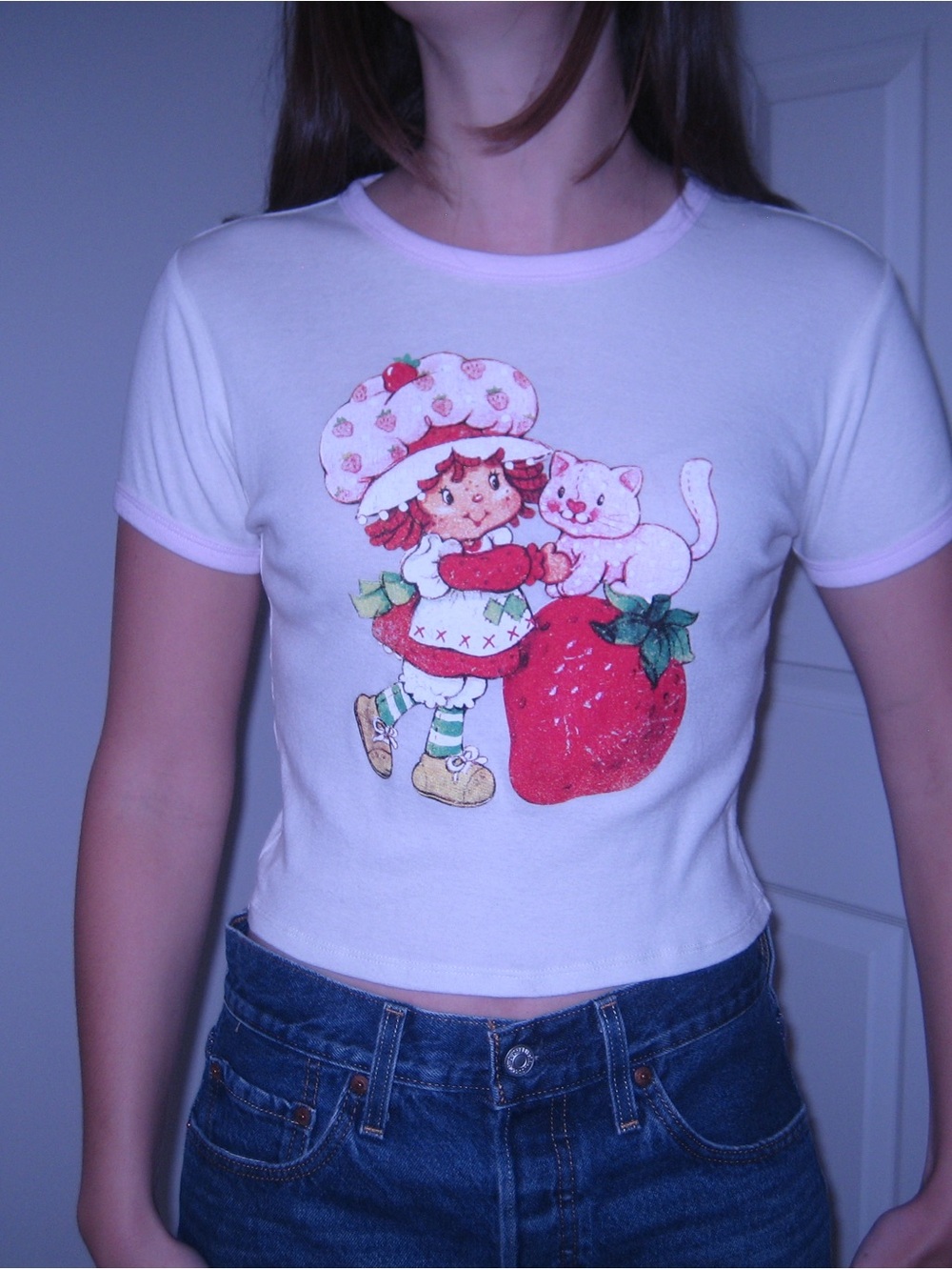 Girls White Strawberry Character Short-Sleeve Tee